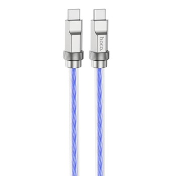Cablu Tipe-C la Tipe-C PD100W, 1m Hoco Crystal, Blue