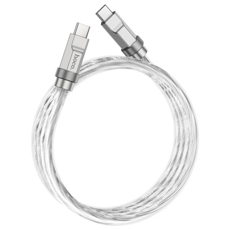 Cablu Tipe-C la Type-C PD100W, 1m Hoco Crystal, Silver