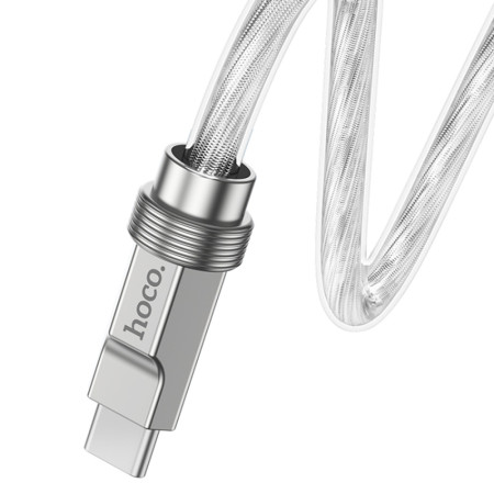 Cablu Tipe-C la Type-C PD100W, 1m Hoco Crystal, Silver
