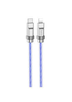 Cablu Tipe-C la Lightning 20W 1m Hoco Crystal, Blue