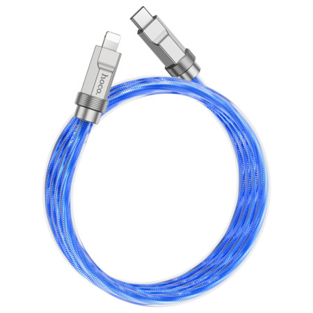 Cablu Tipe-C la Lightning 20W 1m Hoco Crystal, Blue