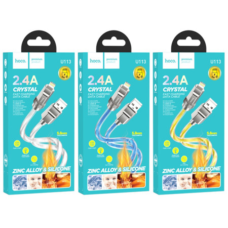 Cablu USB la Lightning, 2.4A, 1m Hoco Crystal, Gold