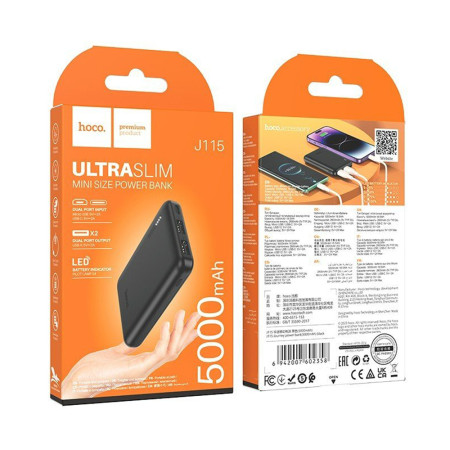 Baterie externa 2x USB, Tip-C, Micro-USB, 500mAh Hoco Journey, Black