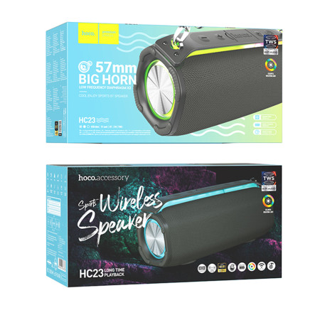 Boxa Portabila Fara Fir TF, USB, AUX, FM, BT 5.3, 10W Hoco Rick Sports, Gray