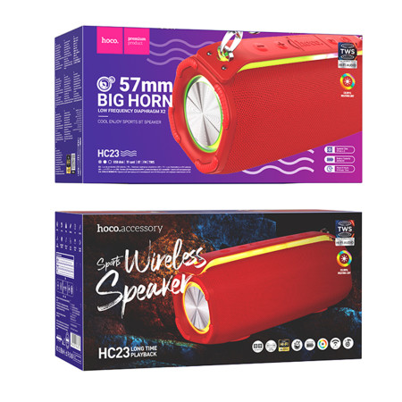 Boxa Portabila Fara Fir TF, USB, AUX, FM, BT 5.3, 10W Hoco Rick Sports, Red
