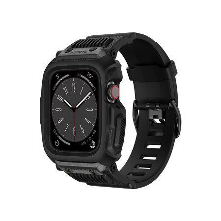 Husa compatibila Apple Watch 4 / 5 / 6 / SE / SE 2 / 7 / 8 / 9 44mm,45mm si Curea RuggedArmor, Black