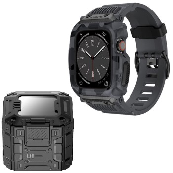 Husa compatibila Apple Watch 4/5/6/7/8/9/SE/SE 2 44,45mm si Curea RuggedArmor, Grey