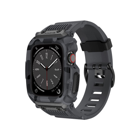 Husa compatibila Apple Watch 4/5/6/7/8/9/SE/SE 2 44,45mm si Curea RuggedArmor, Grey