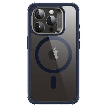 Husa pentru iPhone 15 Pro si Folie ESR Armor Tough Kickstand HaloLock, Clear Dark Blue