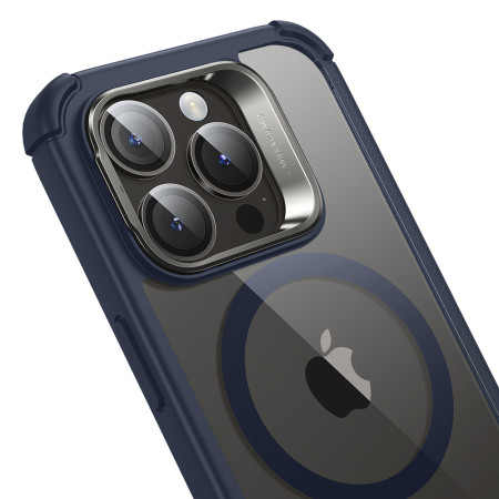 Husa pentru iPhone 15 Pro si Folie ESR Armor Tough Kickstand HaloLock, Clear Dark Blue