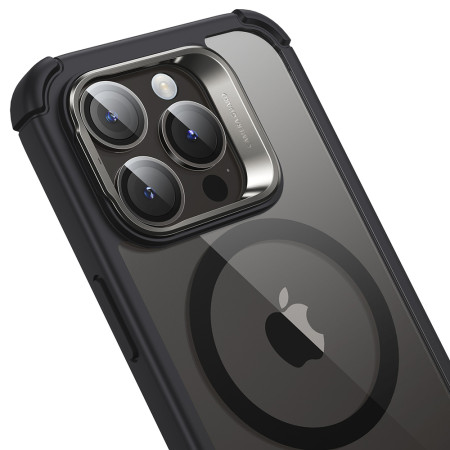 Husa pentru iPhone 15 Pro + Folie ESR Armor Tough Kickstand HaloLock, Clear Black
