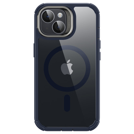 Husa pentru iPhone 15 Plus si Folie ESR Armor Tough Kickstand HaloLock, Clear Dark Blue