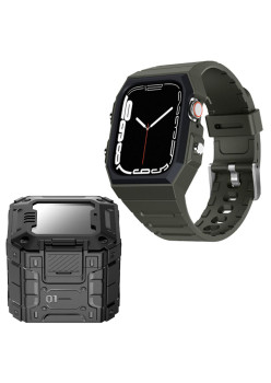 Husa compatibila Apple Watch 4 / 5 / 6 / SE / SE 2 / 7 / 8 / 9 44mm,45mm si Curea Sport RuggedArmor Green