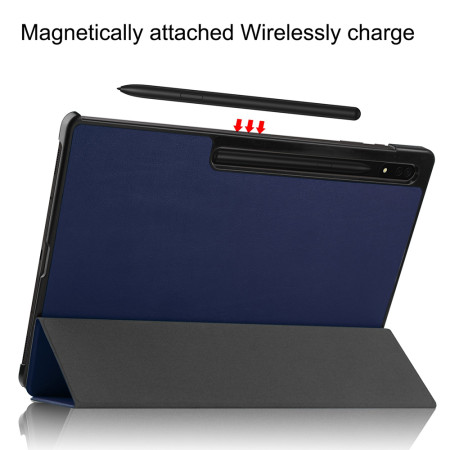 Husa tableta compatibila Samsung Galaxy Tab S9 Ultra, FoldPro cu Microfibra, Auto Sleep/Wake, Blue