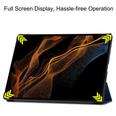 Husa tableta compatibila Samsung Galaxy Tab S9 Ultra, FoldPro cu Microfibra, Auto Sleep/Wake, Blue