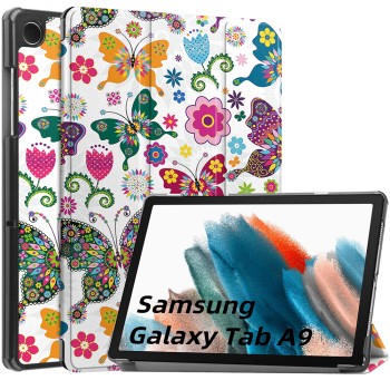 Husa tableta compatibila Samsung Galaxy Tab A9, FoldPro cu Microfibra, Auto Sleep/Wake, Butterfly