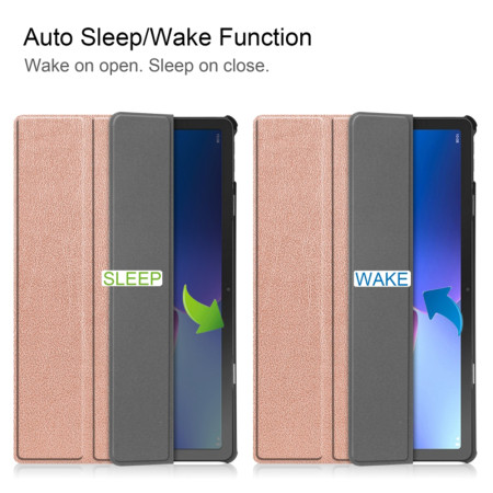 Husa tableta compatibila Lenovo Tab M10 3rd Gen TB328FU/TB328XU, FoldPro cu Microfibra, Auto Sleep/Wake, Rose Gold