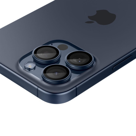 Folie Camera pentru iPhone 14 Pro / 14 Pro Max / 15 Pro / 15 Pro Max set 2 buc., Spigen Glas.tR Optik, Blue Titanium