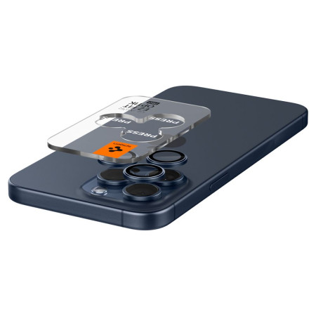 Folie Camera pentru iPhone 14 Pro / 14 Pro Max / 15 Pro / 15 Pro Max set 2 buc., Spigen Glas.tR Optik, Blue Titanium