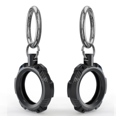 Husa pentru AirTag cu Inel Metalic Rugged Armor Pro Secure Holder, Black