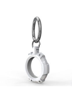 Husa pentru AirTag cu Inel Metalic, Rugged Armor Pro Secure Holder, White