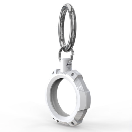 Husa pentru AirTag cu Inel Metalic, Rugged Armor Pro Secure Holder, White