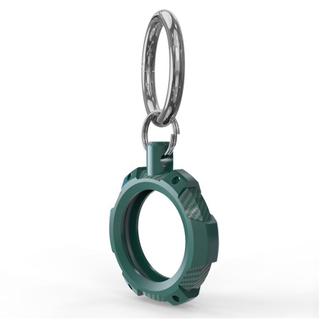 Husa pentru AirTag cu Inel Metalic Rugged Armor Pro Secure Holder, Green