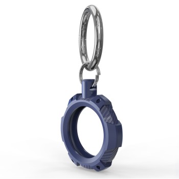 Husa pentru AirTag cu Inel Metalic, Rugged Armor Pro Secure Holder, Blue