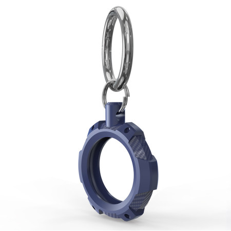 Husa pentru AirTag cu Inel Metalic, Rugged Armor Pro Secure Holder, Blue