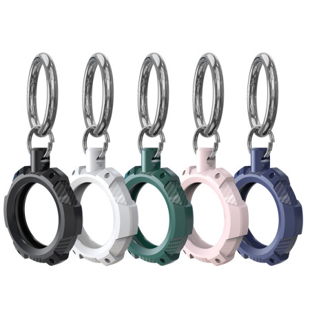 Husa pentru AirTag cu Inel Metalic, Rugged Armor Pro Secure Holder, Blue