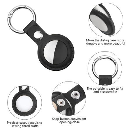 Husa pentru AirTag, Secure Leather Holder, Black