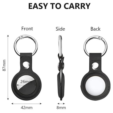 Husa pentru AirTag, Secure Leather Holder, Black