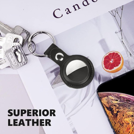 Husa pentru AirTag, Secure Leather Holder, Black