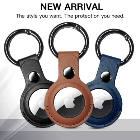 Husa pentru AirTag, Secure Leather Holder, Black