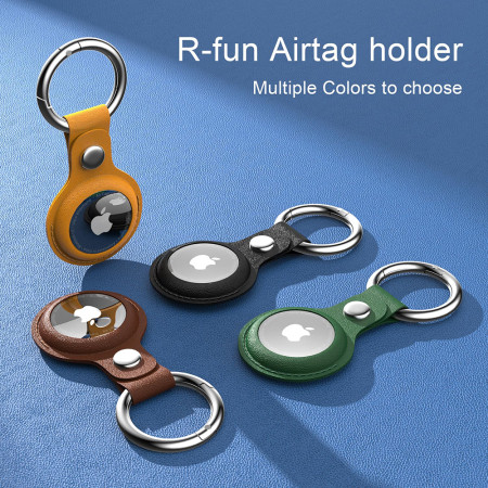 Husa pentru AirTag, Secure Leather Holder, Black