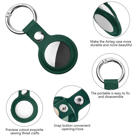 Husa pentru AirTag, Secure Leather Holder, Green