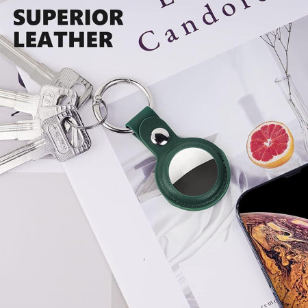 Husa pentru AirTag, Secure Leather Holder, Green
