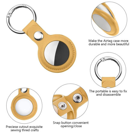 Husa pentru AirTag, Secure Leather Holder, Yellow