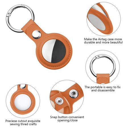 Husa pentru AirTag, Secure Leather Holder, Orange