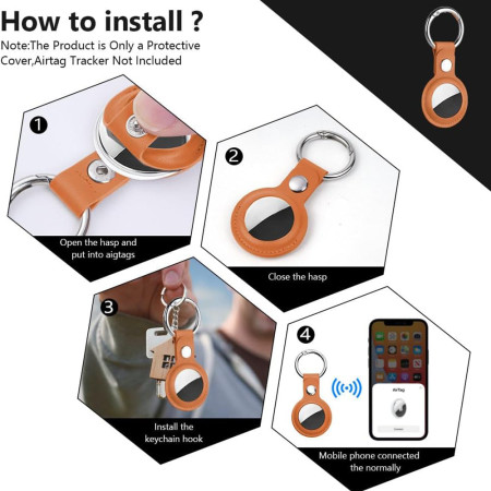Husa pentru AirTag, Secure Leather Holder, Orange