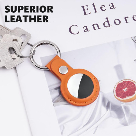 Husa pentru AirTag, Secure Leather Holder, Orange