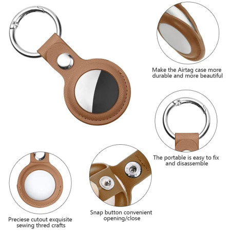Husa pentru AirTag, Secure Leather Holder, Brown