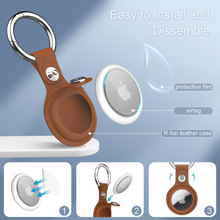 Husa pentru AirTag, Secure Leather Holder, Brown
