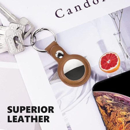 Husa pentru AirTag, Secure Leather Holder, Brown