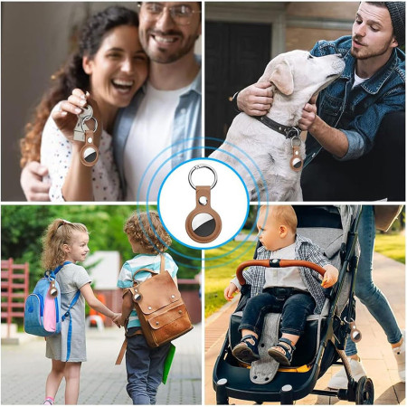Husa pentru AirTag, Secure Leather Holder, Brown