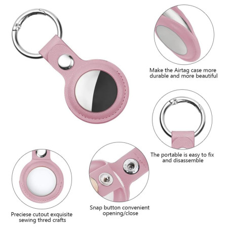 Husa pentru AirTag Secure Leather Holder, Pink