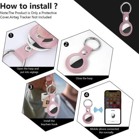 Husa pentru AirTag Secure Leather Holder, Pink
