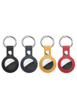Husa pentru AirTag, set 4 buc., Secure Leather Holder, Multicolor