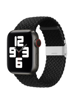 Curea Smartwatch compatibila Apple Watch 1/2/3/4/5/6/7/8/9/SE/SE 2 38/40/41mm, Nailon W032, Negru