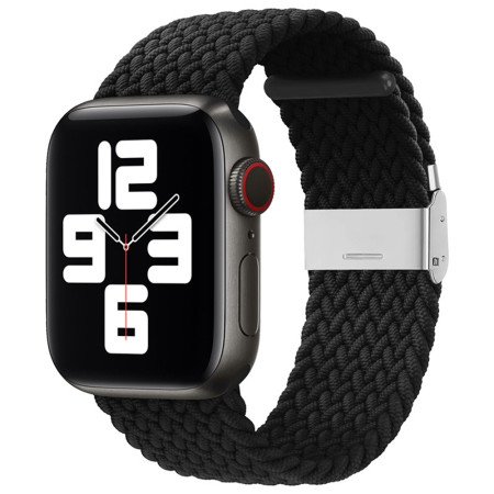 Curea Smartwatch compatibila Apple Watch 1/2/3/4/5/6/7/8/9/SE/SE 2 38/40/41mm, Nailon W032, Negru